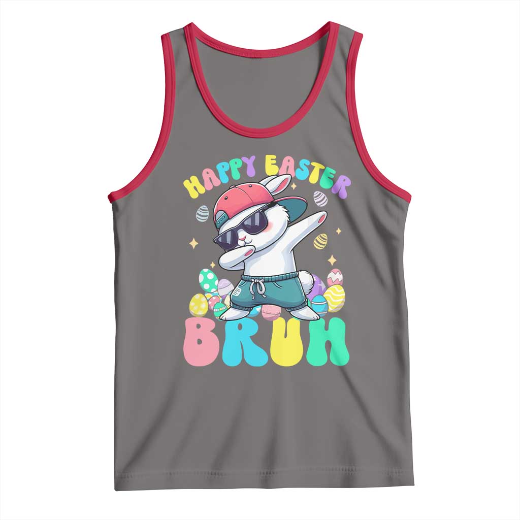 Bruh Easter Tank Top Funny Bunny Dab Rabbit Dance TS10 Deep Heather Red Print Your Wear
