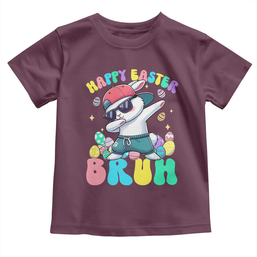 Bruh Easter Toddler T Shirt Funny Bunny Dab Rabbit Dance TS10 Maroon Print Your Wear