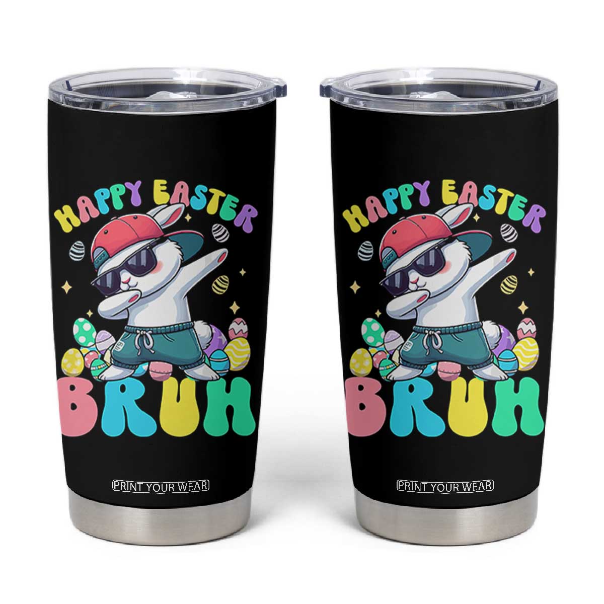 Bruh Easter Tumbler Cup Funny Bunny Dab Rabbit Dance TS10 Black Print Your Wear
