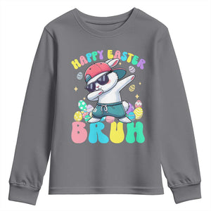 Bruh Easter Youth Sweatshirt Funny Bunny Dab Rabbit Dance TS10 Charcoal Print Your Wear