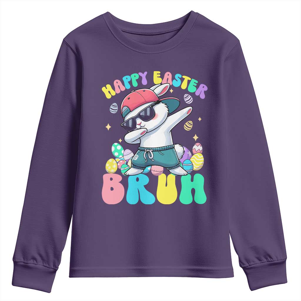 Bruh Easter Youth Sweatshirt Funny Bunny Dab Rabbit Dance TS10 Purple Print Your Wear