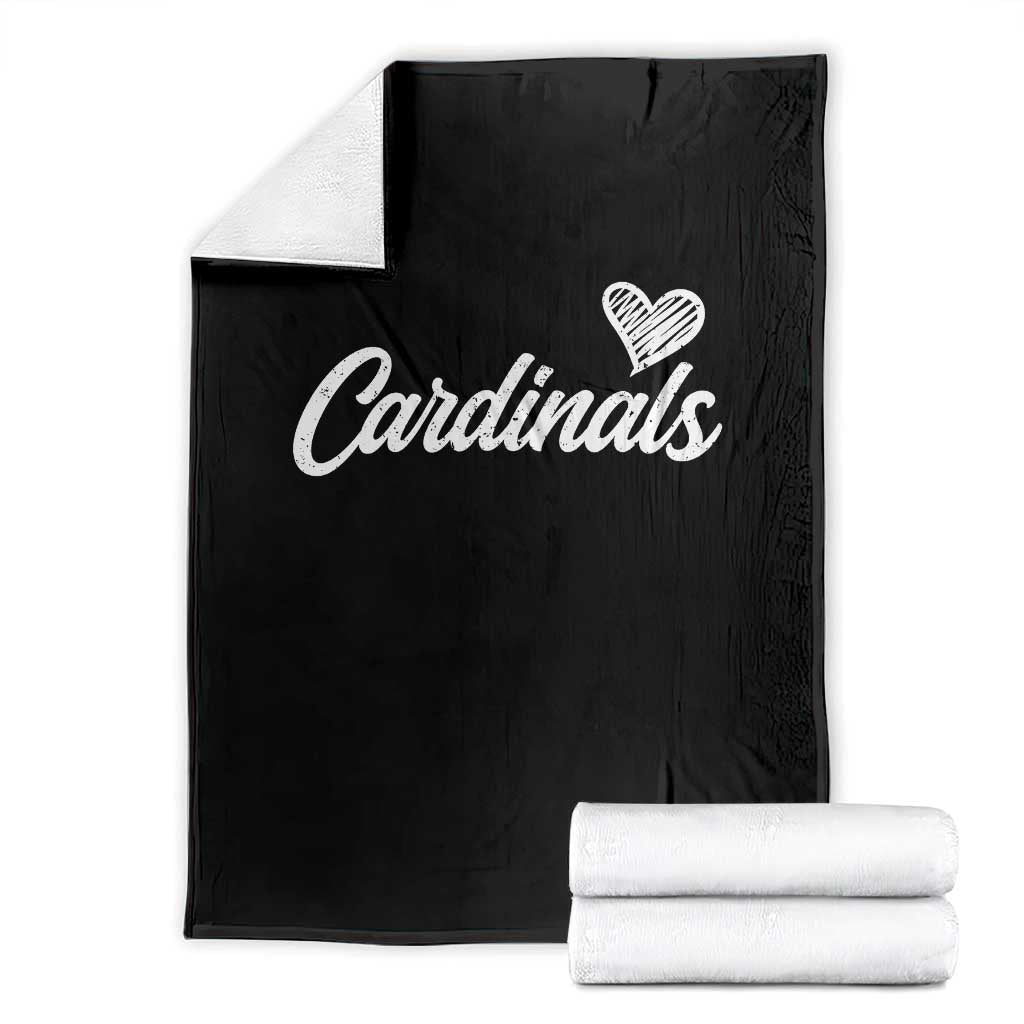 Cardinal Lovers Throw Blanket Vintage Script Heart Graphic TS10 Black Print Your Wear