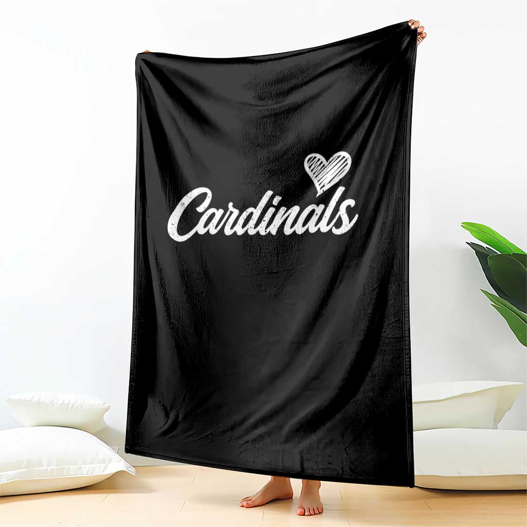 Cardinal Lovers Throw Blanket Vintage Script Heart Graphic TS10 Print Your Wear