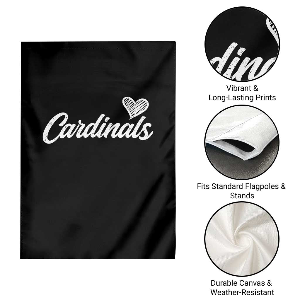 Cardinal Lovers Garden Flag Vintage Script Heart Graphic TS10 Print Your Wear