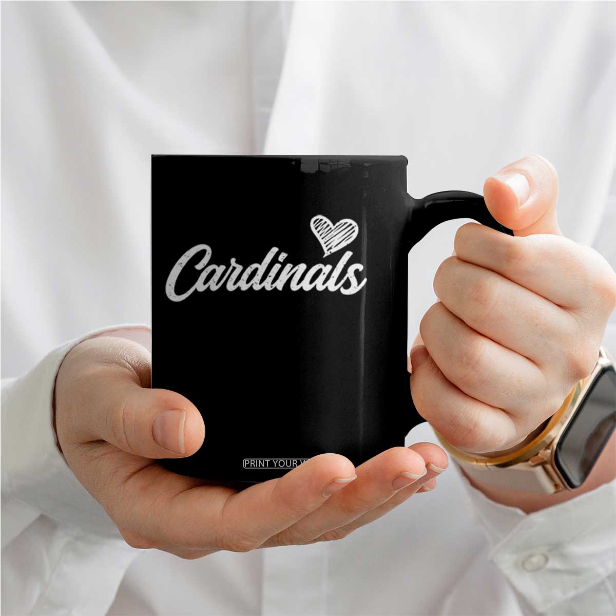 Cardinal Lovers Coffee Mug Vintage Script Heart Graphic TS10 Print Your Wear