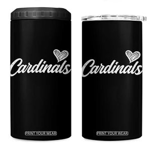 Cardinal Lovers 4 in 1 Can Cooler Tumbler Vintage Script Heart Graphic TS10 One Size: 16 oz Black Print Your Wear