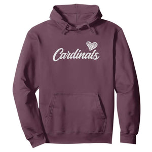 Cardinal Lovers Hoodie Vintage Script Heart Graphic TS10 Maroon Print Your Wear