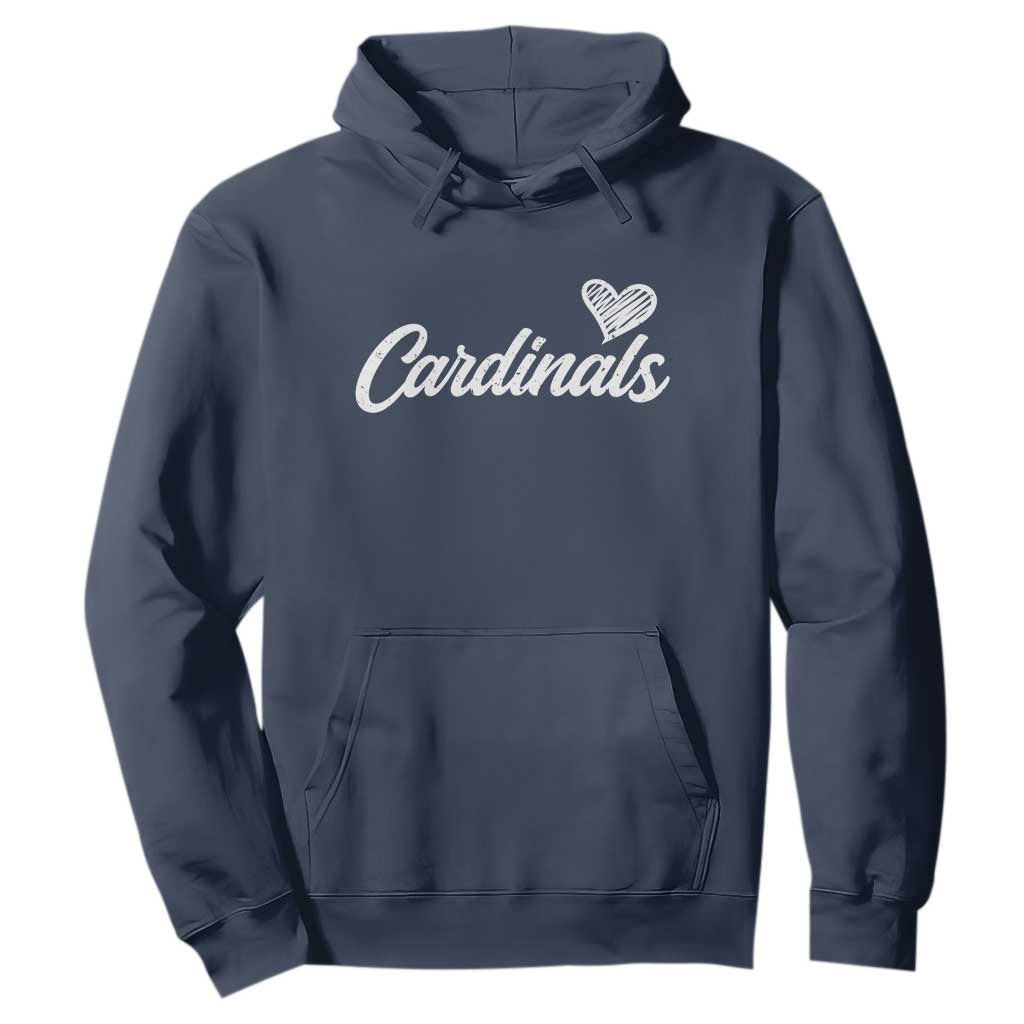 Cardinal Lovers Hoodie Vintage Script Heart Graphic TS10 Navy Print Your Wear