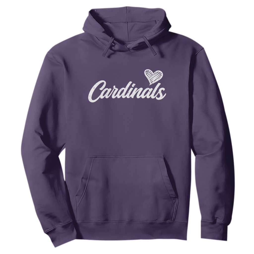 Cardinal Lovers Hoodie Vintage Script Heart Graphic TS10 Purple Print Your Wear
