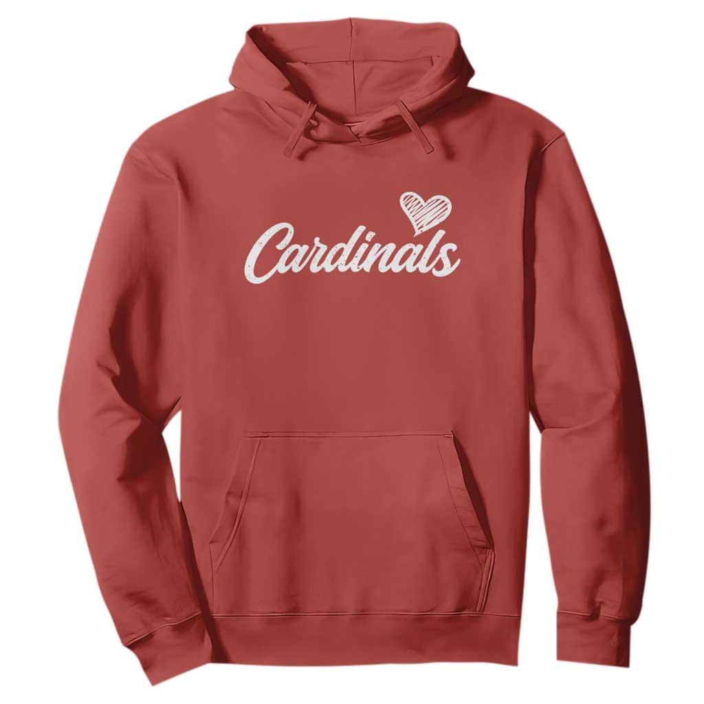 Cardinal Lovers Hoodie Vintage Script Heart Graphic TS10 Red Print Your Wear