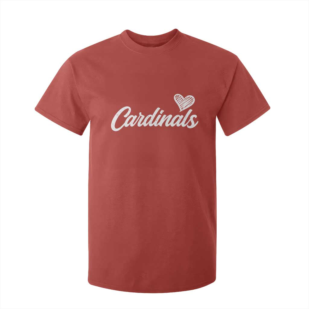Cardinal Lovers T Shirt For Kid Vintage Script Heart Graphic TS10 Red Print Your Wear