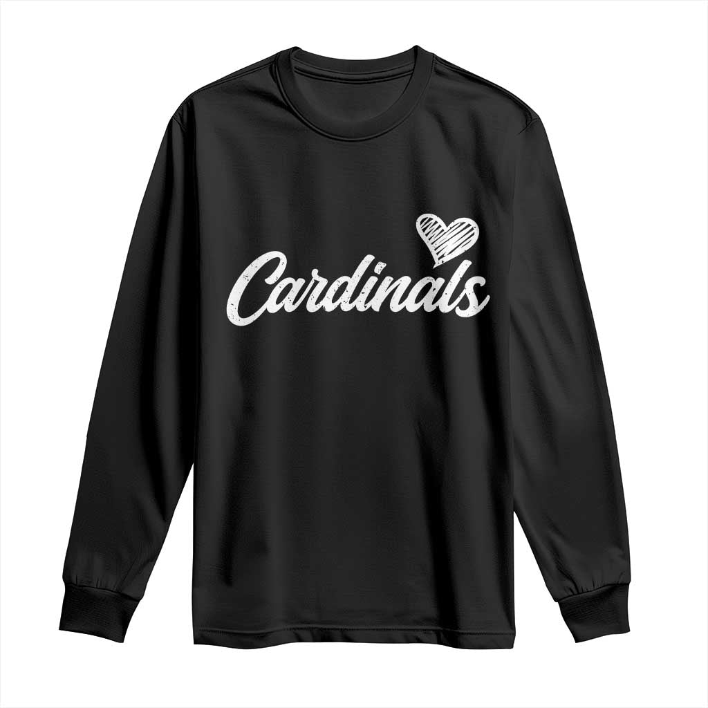 Cardinal Lovers Long Sleeve Shirt Vintage Script Heart Graphic TS10 Black Print Your Wear