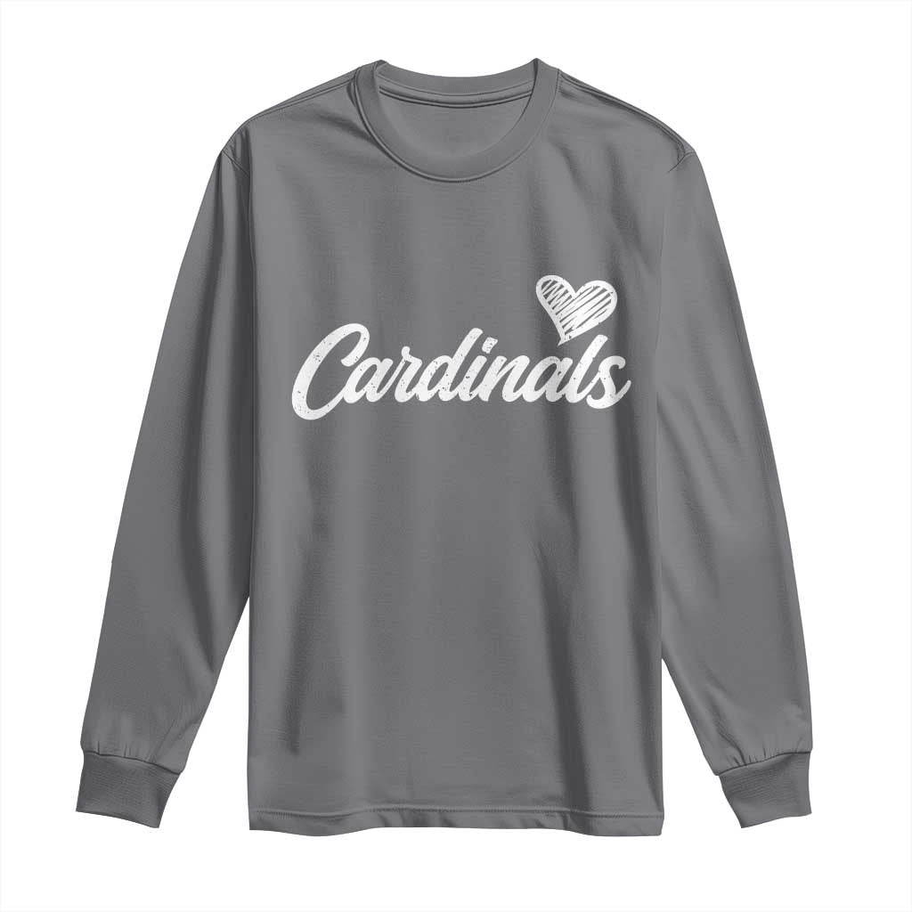 Cardinal Lovers Long Sleeve Shirt Vintage Script Heart Graphic TS10 Charcoal Print Your Wear