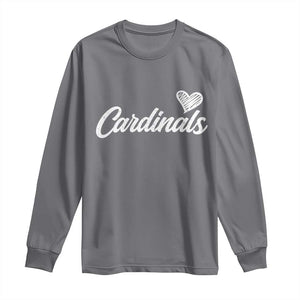 Cardinal Lovers Long Sleeve Shirt Vintage Script Heart Graphic TS10 Charcoal Print Your Wear