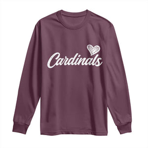 Cardinal Lovers Long Sleeve Shirt Vintage Script Heart Graphic TS10 Maroon Print Your Wear