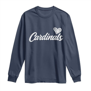 Cardinal Lovers Long Sleeve Shirt Vintage Script Heart Graphic TS10 Navy Print Your Wear