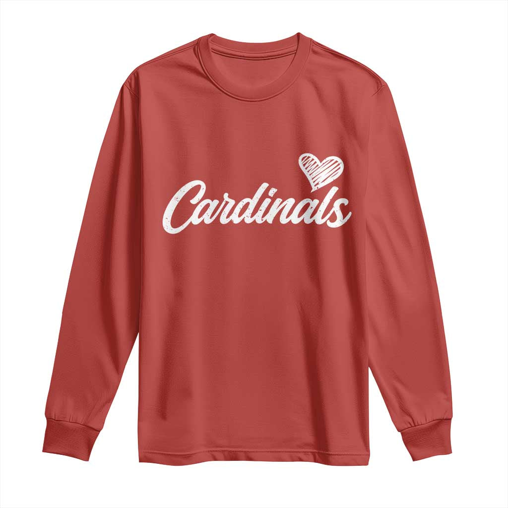 Cardinal Lovers Long Sleeve Shirt Vintage Script Heart Graphic TS10 Red Print Your Wear