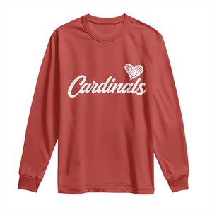 Cardinal Lovers Long Sleeve Shirt Vintage Script Heart Graphic TS10 Red Print Your Wear