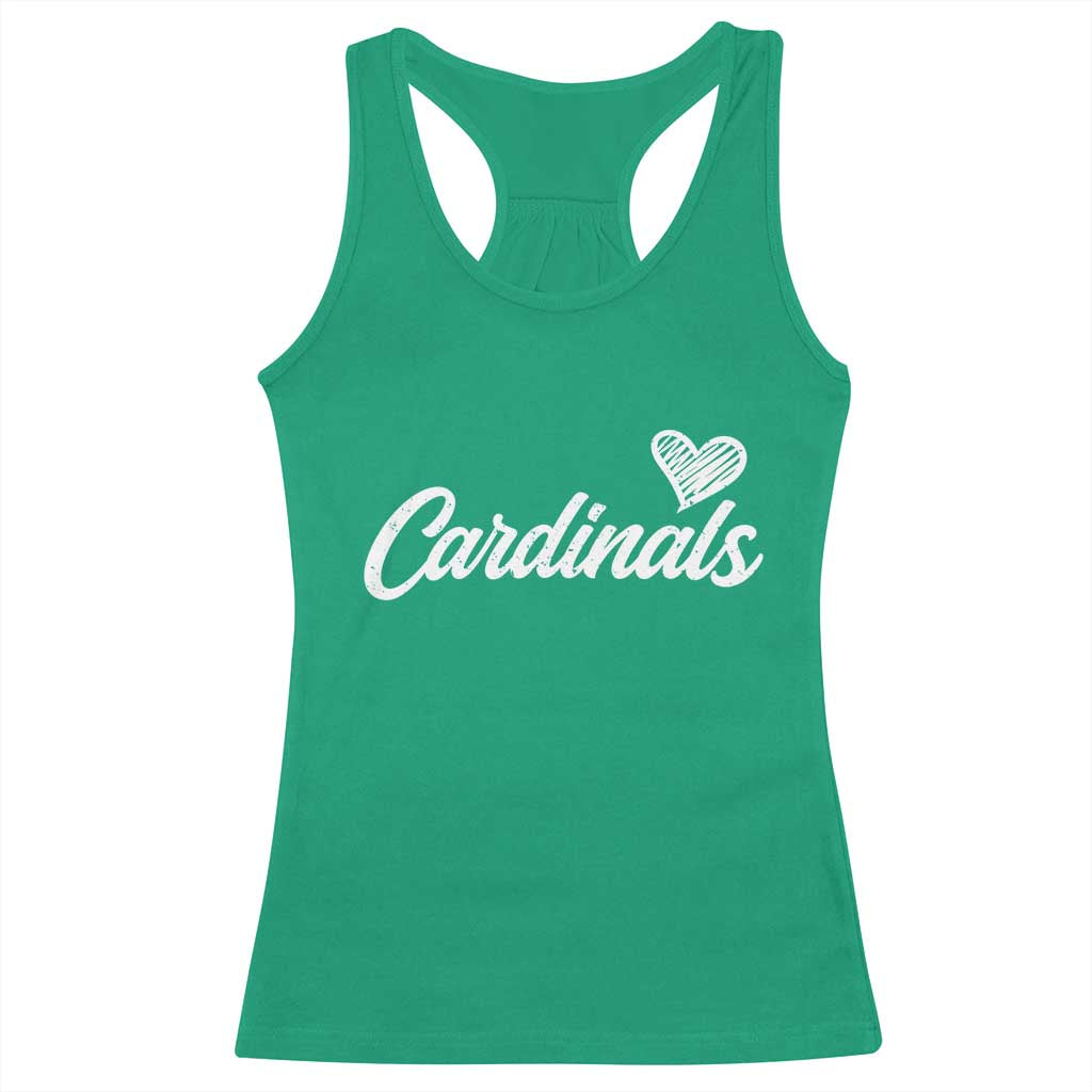 Cardinal Lovers Racerback Tank Top Vintage Script Heart Graphic TS10 Irish Green Print Your Wear