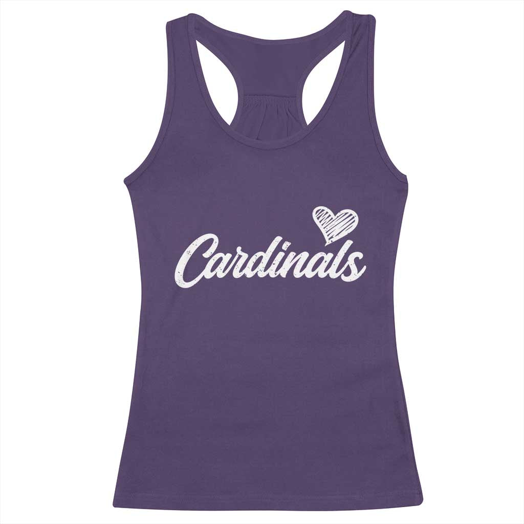 Cardinal Lovers Racerback Tank Top Vintage Script Heart Graphic TS10 Purple Print Your Wear