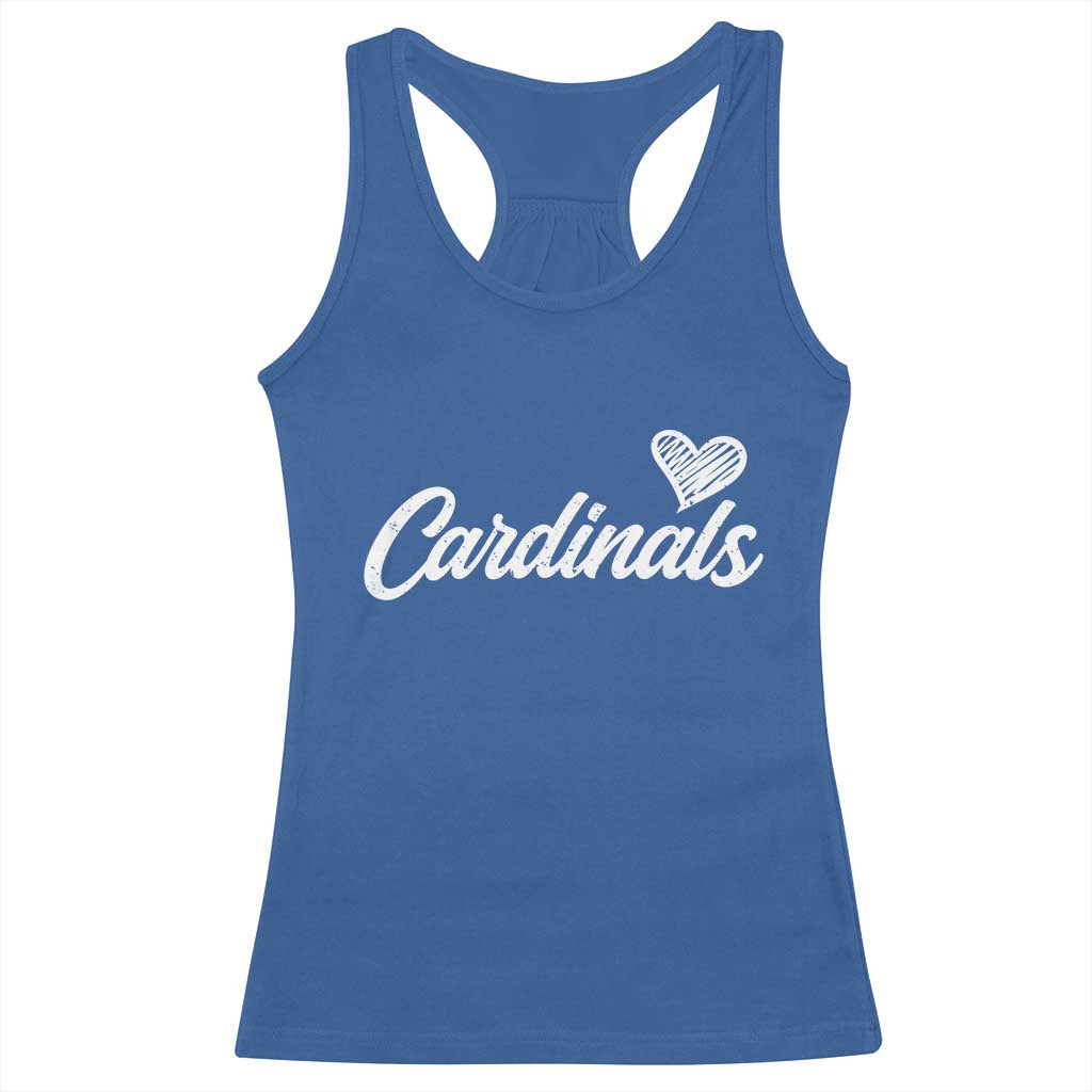 Cardinal Lovers Racerback Tank Top Vintage Script Heart Graphic TS10 Royal Blue Print Your Wear