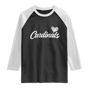 Cardinal Lovers Raglan Shirt Vintage Script Heart Graphic TS10 Black White Print Your Wear