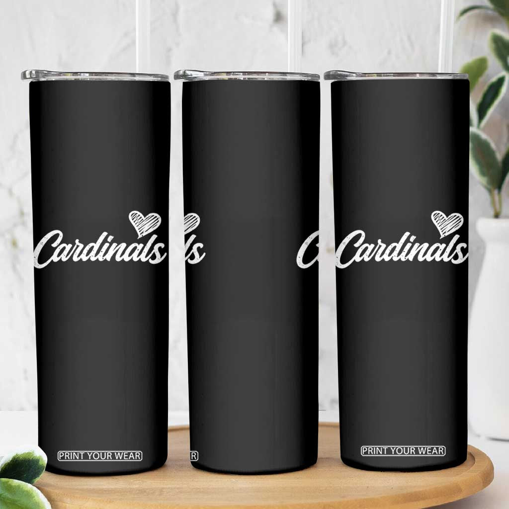 Cardinal Lovers Skinny Tumbler Vintage Script Heart Graphic TS10 Print Your Wear