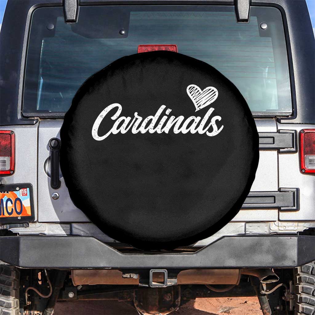 Cardinal Lovers Spare Tire Cover Vintage Script Heart Graphic TS10 No hole Black Print Your Wear