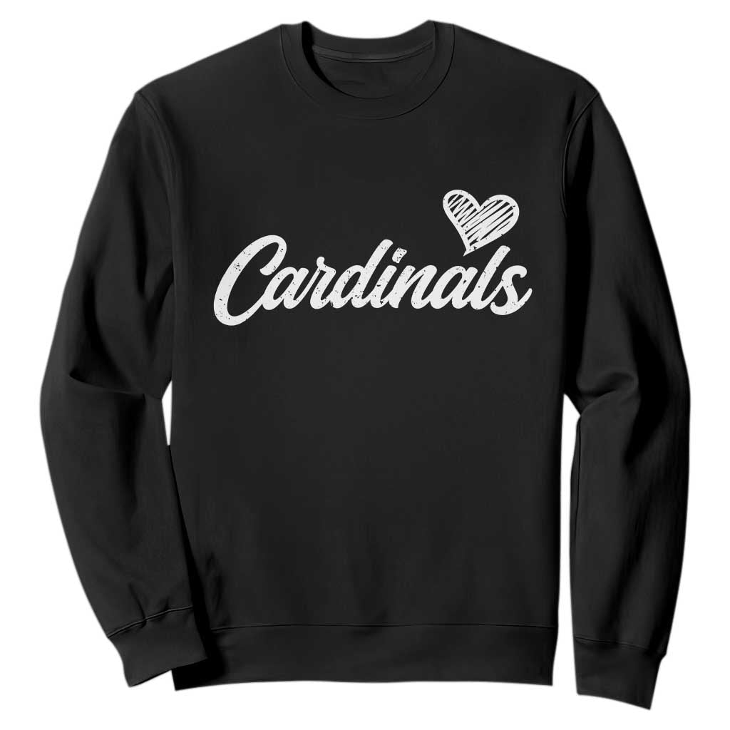 Cardinal Lovers Sweatshirt Vintage Script Heart Graphic TS10 Black Print Your Wear