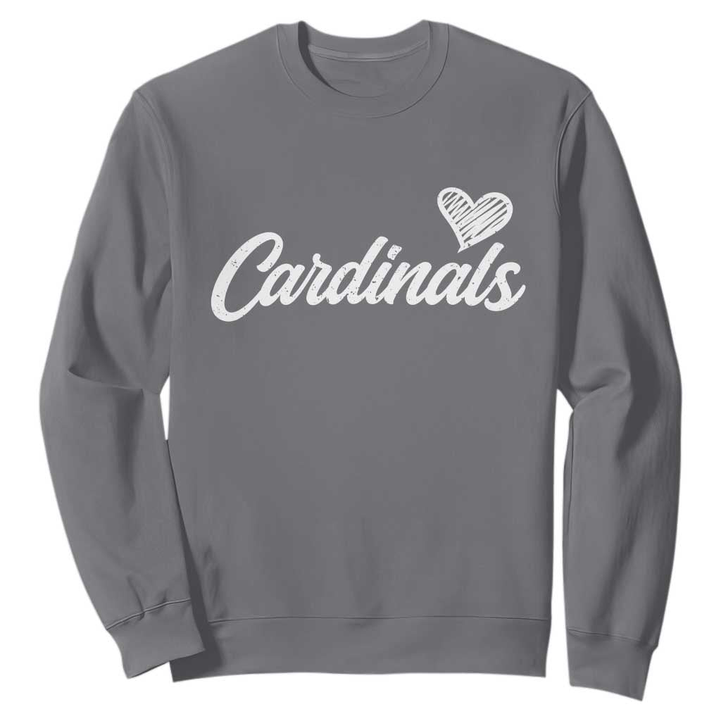 Cardinal Lovers Sweatshirt Vintage Script Heart Graphic TS10 Charcoal Print Your Wear