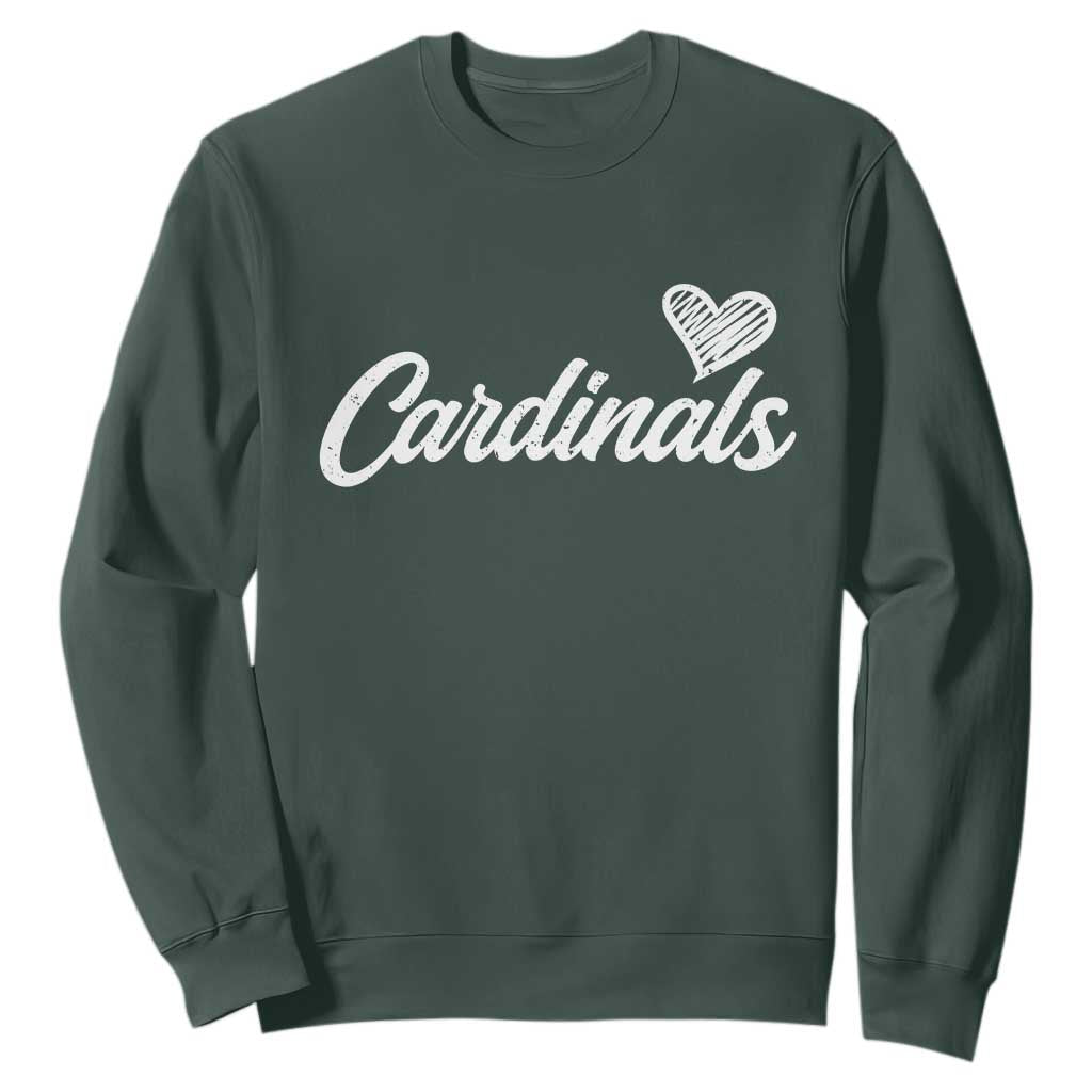 Cardinal Lovers Sweatshirt Vintage Script Heart Graphic TS10 Dark Forest Green Print Your Wear