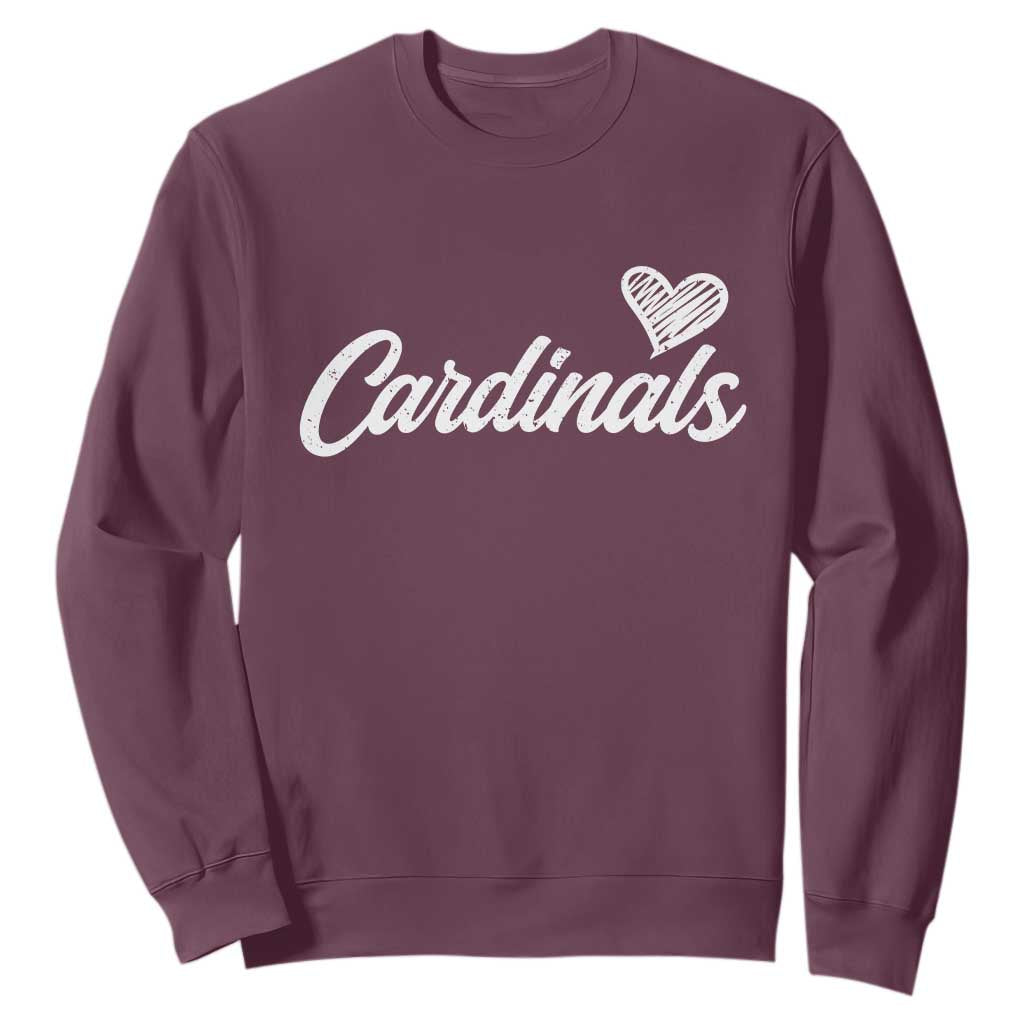 Cardinal Lovers Sweatshirt Vintage Script Heart Graphic TS10 Maroon Print Your Wear