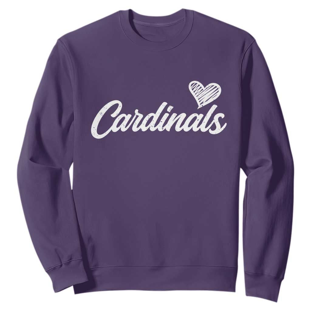 Cardinal Lovers Sweatshirt Vintage Script Heart Graphic TS10 Purple Print Your Wear