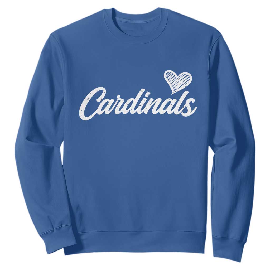 Cardinal Lovers Sweatshirt Vintage Script Heart Graphic TS10 Royal Blue Print Your Wear