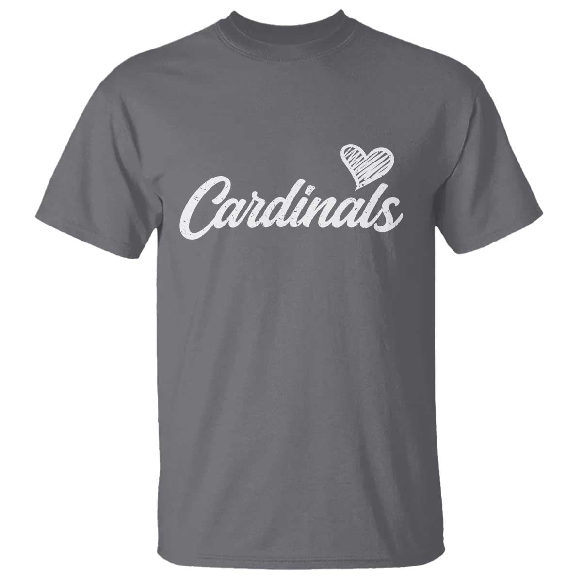 Cardinal Lovers T Shirt Vintage Script Heart Graphic TS10 Charcoal Print Your Wear