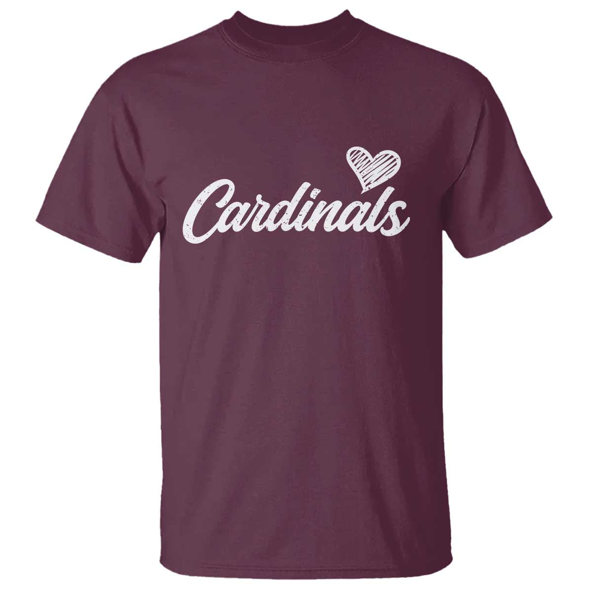 Cardinal Lovers T Shirt Vintage Script Heart Graphic TS10 Maroon Print Your Wear
