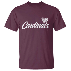Cardinal Lovers T Shirt Vintage Script Heart Graphic TS10 Maroon Print Your Wear