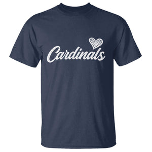 Cardinal Lovers T Shirt Vintage Script Heart Graphic TS10 Navy Print Your Wear