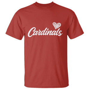 Cardinal Lovers T Shirt Vintage Script Heart Graphic TS10 Red Print Your Wear