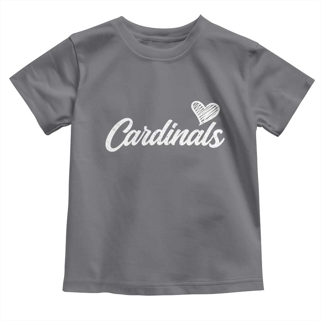 Cardinal Lovers Toddler T Shirt Vintage Script Heart Graphic TS10 Charcoal Print Your Wear