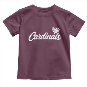 Cardinal Lovers Toddler T Shirt Vintage Script Heart Graphic TS10 Maroon Print Your Wear