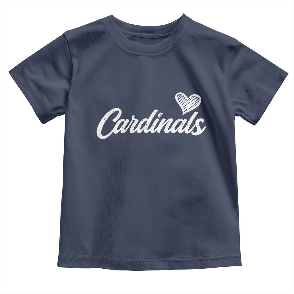 Cardinal Lovers Toddler T Shirt Vintage Script Heart Graphic TS10 Navy Print Your Wear