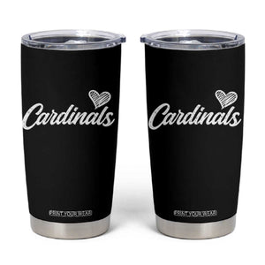 Cardinal Lovers Tumbler Cup Vintage Script Heart Graphic TS10 Black Print Your Wear