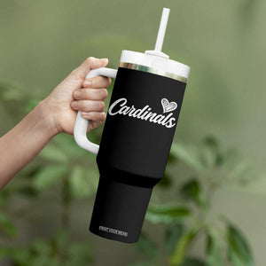 Cardinal Lovers Tumbler With Handle Vintage Script Heart Graphic TS10 Print Your Wear
