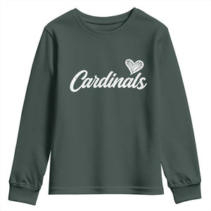 Cardinal Lovers Youth Sweatshirt Vintage Script Heart Graphic TS10 Dark Forest Green Print Your Wear