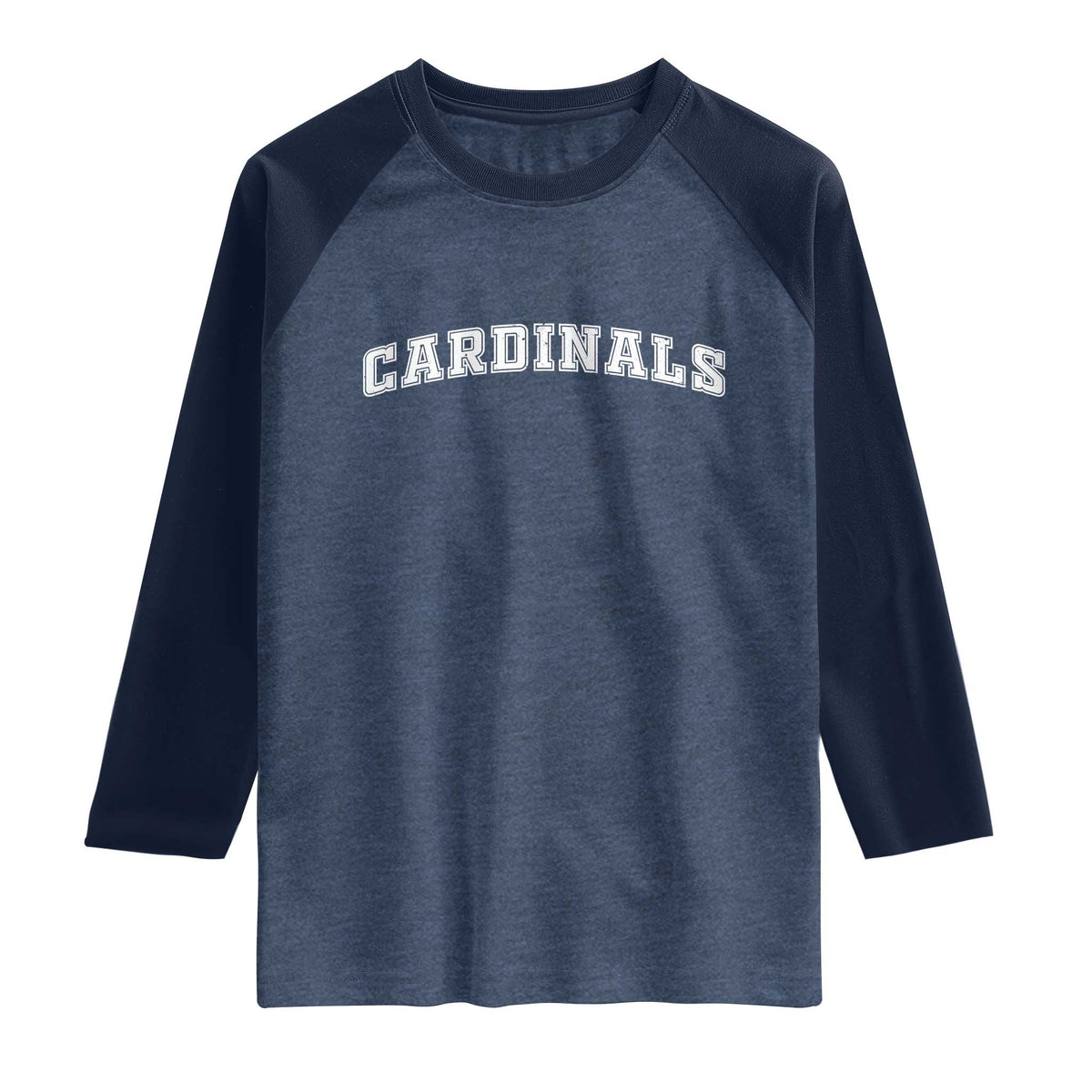 Cardinal Lovers Raglan Shirt Retro Varsity College Graphic TS10 Heather Denim Navy Print Your Wear