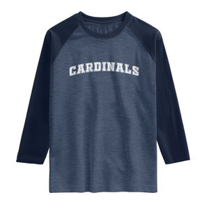 Cardinal Lovers Raglan Shirt Retro Varsity College Graphic TS10 Heather Denim Navy Print Your Wear