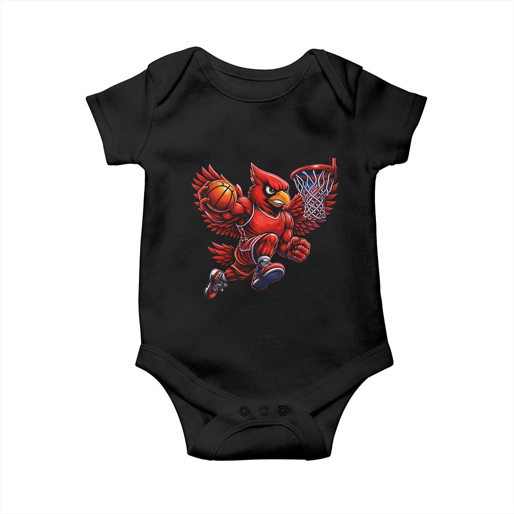 Cardinal Playing Basketball Graphic Baby Onesie Dunk Mascot Sports Fan Gift TS10 Black Print Your Wear