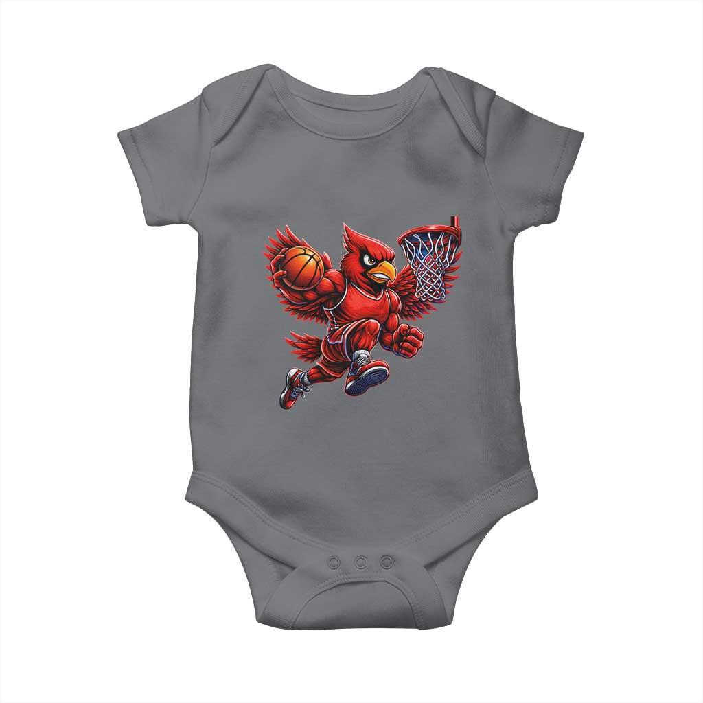 Cardinal Playing Basketball Graphic Baby Onesie Dunk Mascot Sports Fan Gift TS10 Charcoal Print Your Wear
