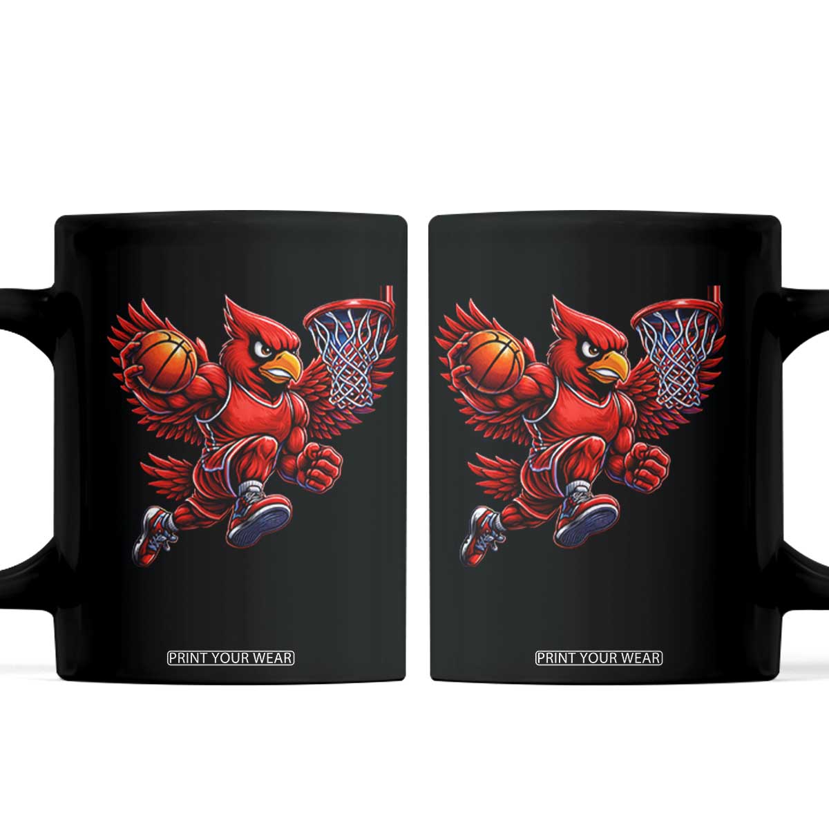 Cardinal Playing Basketball Graphic Coffee Mug Dunk Mascot Sports Fan Gift TS10 Black Print Your Wear
